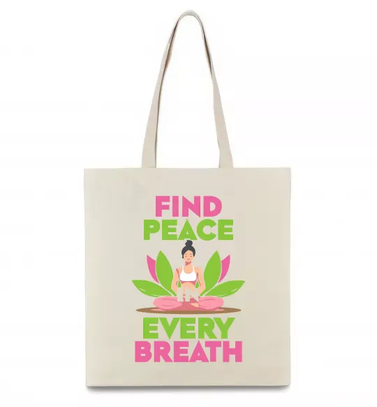 Еко-сумка Find peace Бежевий фото