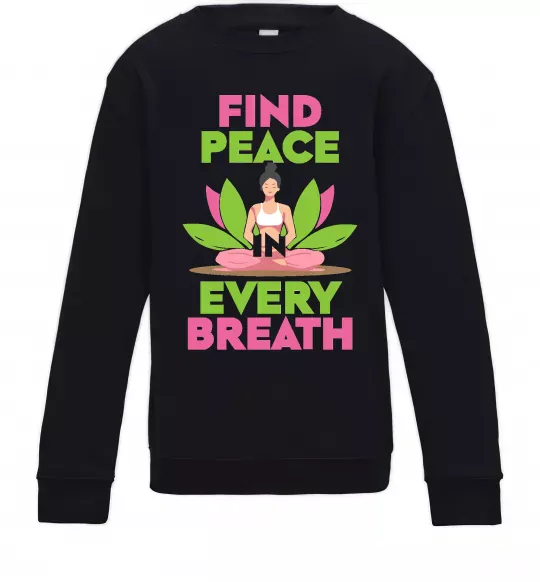 Детский Свитшот Find peace Черный фото