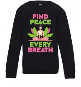 Дитячий світшот Find peace Чорний фото