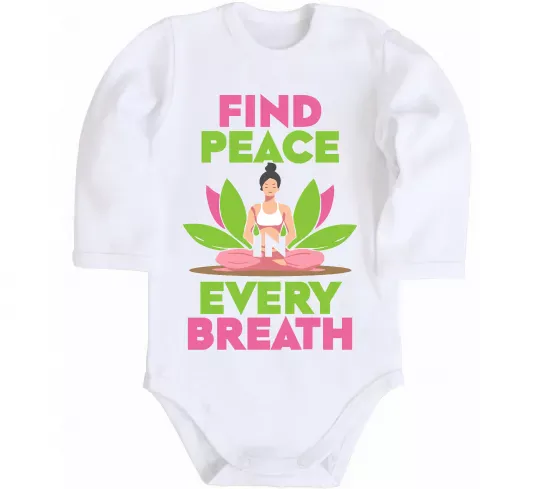 Дитячий бодік Find peace Білий фото