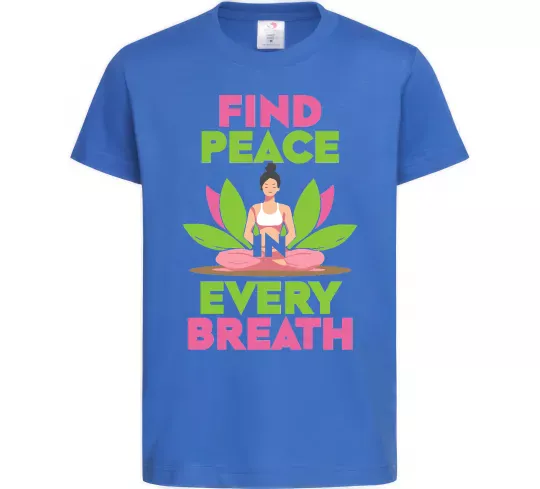 Детская футболка Find peace Ярко-синий фото
