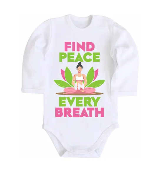 Дитячий бодік Find peace Білий фото