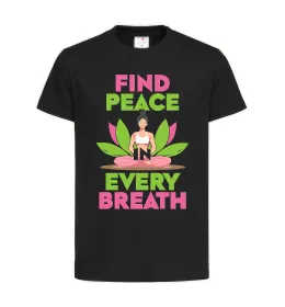 Дитяча футболка Find peace Чорний фото