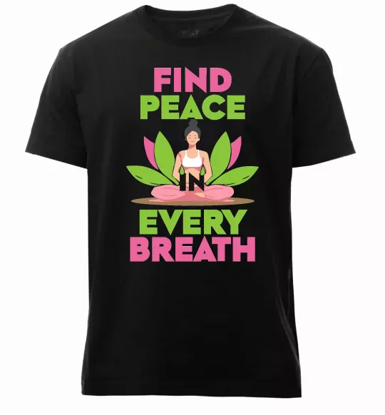 Мужская премиум футболка Find peace Черный фото