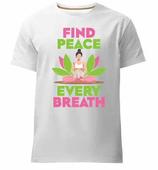 Мужская премиум футболка Find peace Белый фото