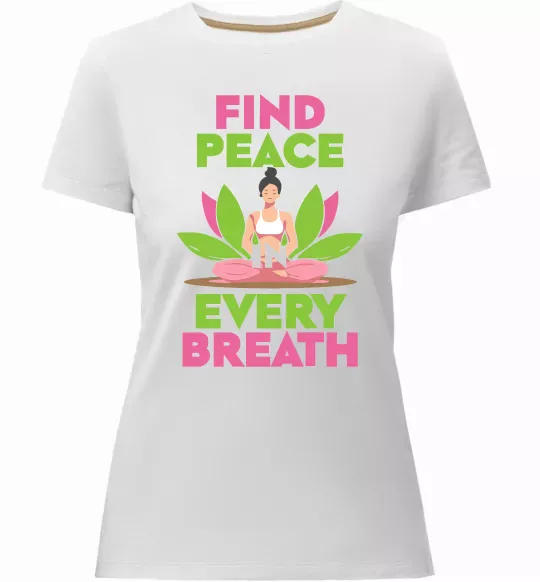 Жіноча преміум футболка Find peace Білий фото