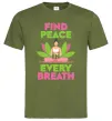 Мужская футболка Find peace Оливковый фото