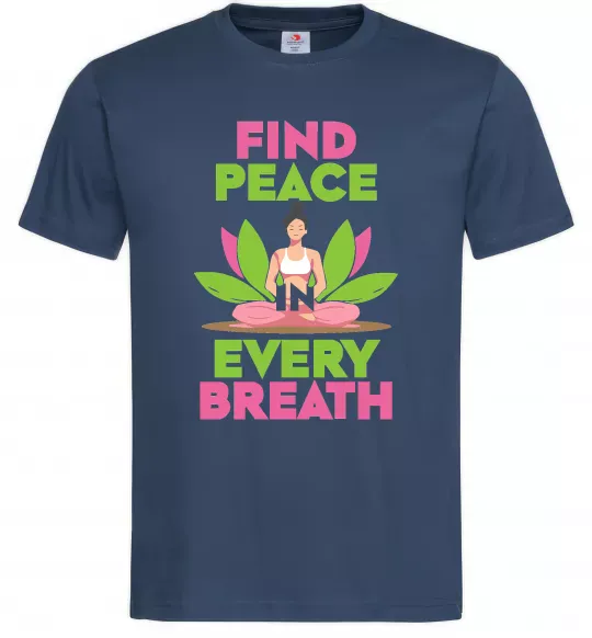 Мужская футболка Find peace Темно-синий фото