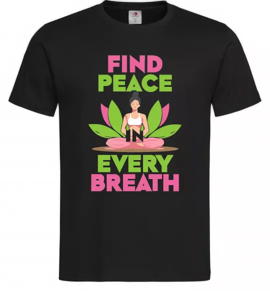 Мужская футболка Find peace Черный фото