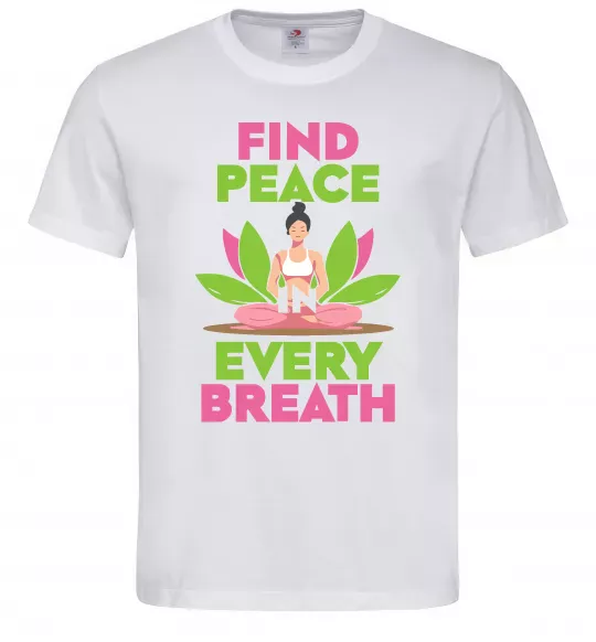 Мужская футболка Find peace Белый фото