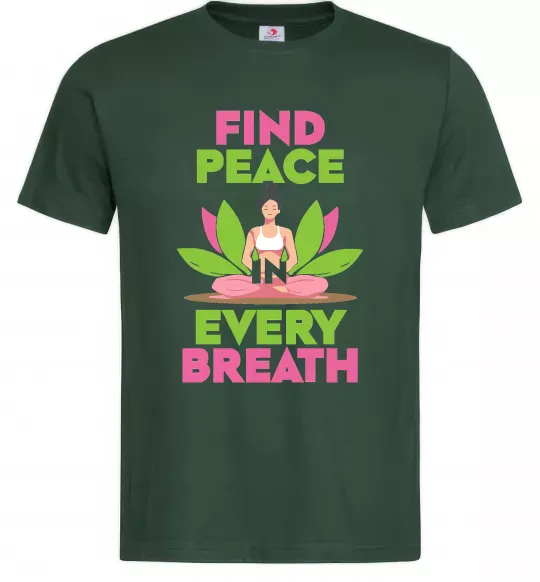 Мужская футболка Find peace Темно-зеленый фото