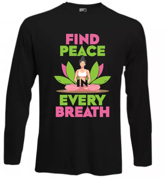 Лонгслив Find peace Черный фото