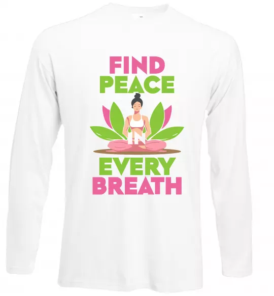 Лонгслив Find peace Белый фото