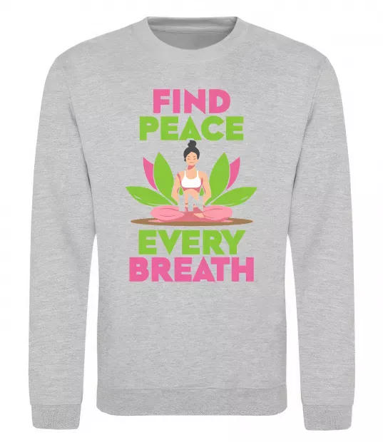Світшот Find peace Сірий меланж фото