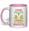 Чашка с цветной ручкой Find peace Нежно розовый фото