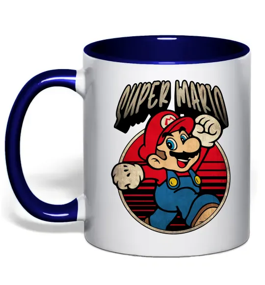 Чашка с цветной ручкой Super Mario retro Глубокий темно-синий фото