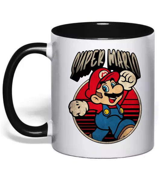 Чашка с цветной ручкой Super Mario retro Черный фото