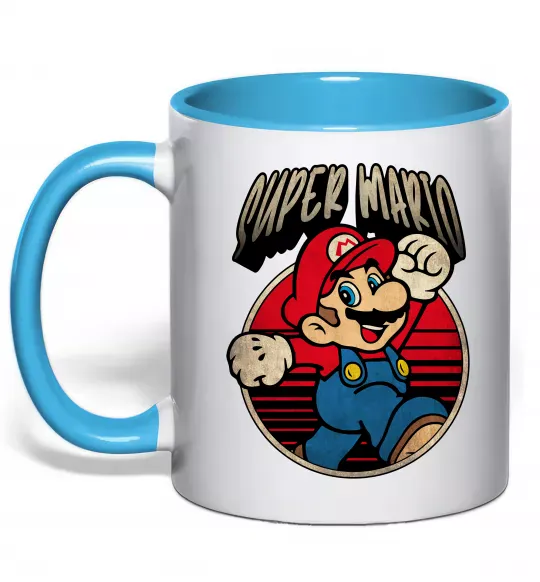 Чашка с цветной ручкой Super Mario retro Голубой фото
