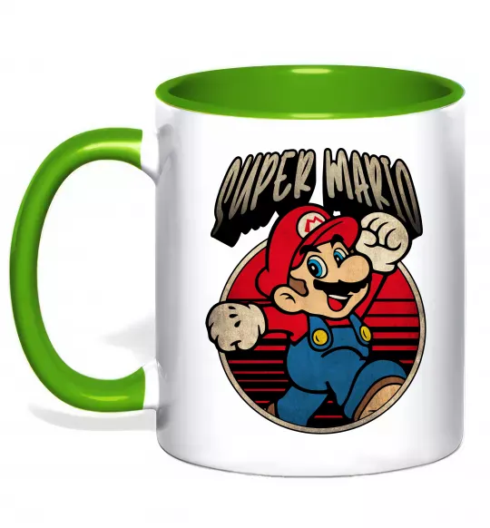 Чашка с цветной ручкой Super Mario retro Зеленый фото