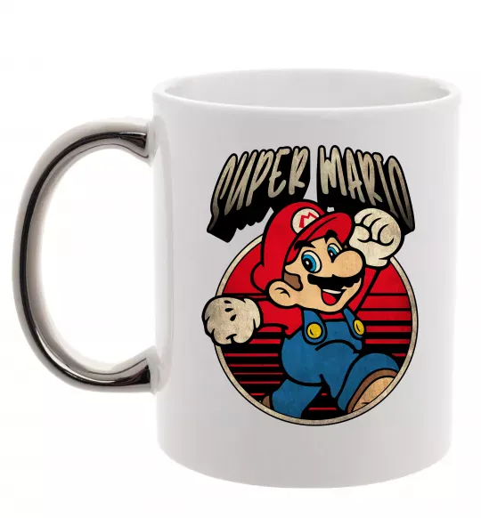 Чашка с цветной ручкой Super Mario retro Серебро фото