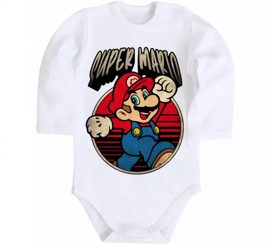 Детский боди Super Mario retro Белый фото