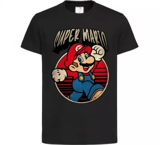 Дитяча футболка Super Mario retro Чорний фото