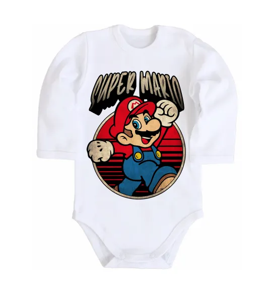 Детский боди Super Mario retro Белый фото