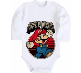 Дитячий бодік Super Mario retro Білий фото
