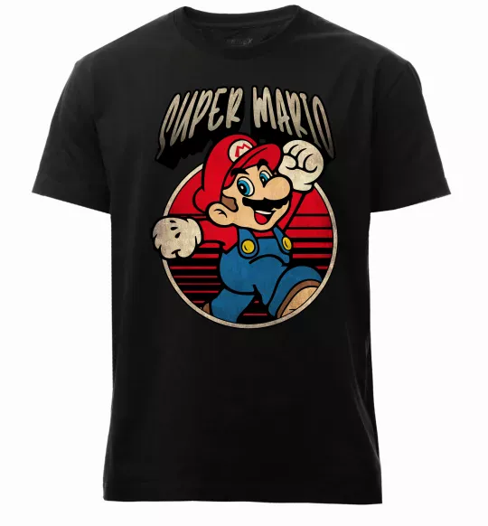 Чоловіча преміум футболка Super Mario retro Чорний фото