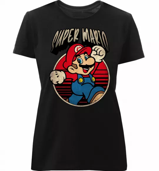 Женская премиум футболка Super Mario retro Черный фото
