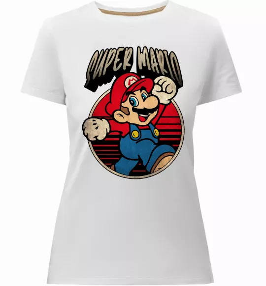 Женская премиум футболка Super Mario retro Белый фото