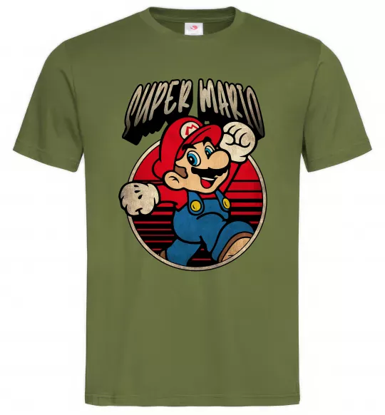 Мужская футболка Super Mario retro Оливковый фото