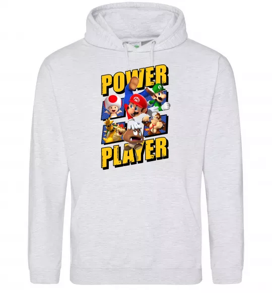 Женская толстовка (худи) Power Player Серый меланж фото