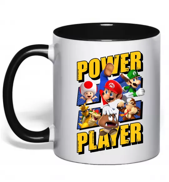 Чашка з кольоровою ручкою Power Player Чорний фото