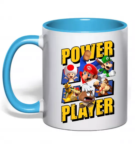Чашка з кольоровою ручкою Power Player Блакитний фото