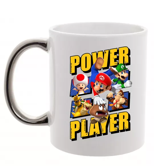 Чашка з кольоровою ручкою Power Player Срібло фото