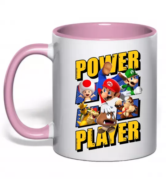 Чашка з кольоровою ручкою Power Player Ніжно рожевий фото