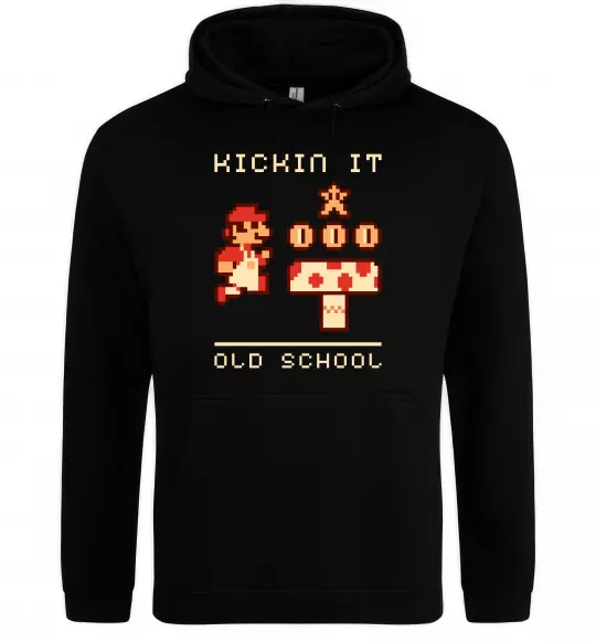 Мужская толстовка (худи) Kickin it oldschool Черный фото
