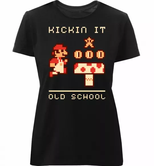 Женская премиум футболка Kickin it oldschool Черный фото