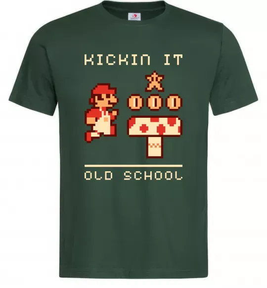 Мужская футболка Kickin it oldschool Темно-зеленый фото