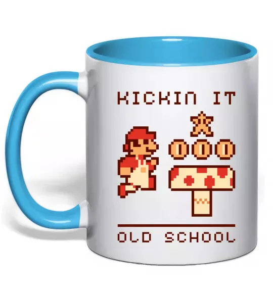 Чашка с цветной ручкой Kickin it oldschool Голубой фото