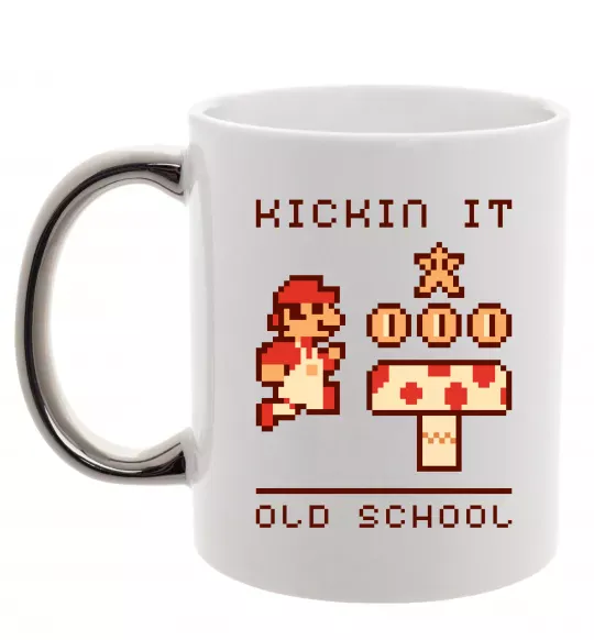 Чашка с цветной ручкой Kickin it oldschool Серебро фото