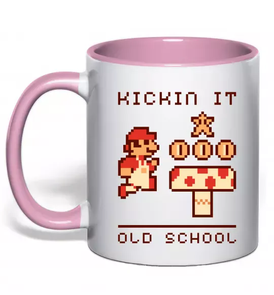 Чашка с цветной ручкой Kickin it oldschool Нежно розовый фото