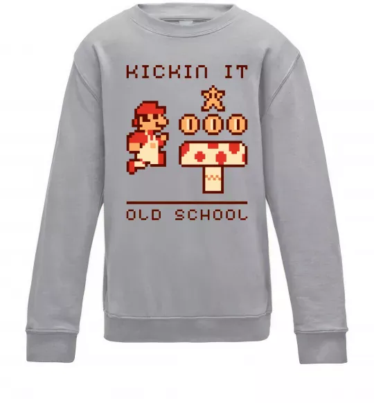 Детский Свитшот Kickin it oldschool Серый меланж фото