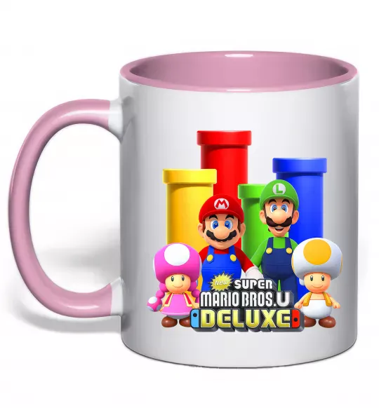 Чашка з кольоровою ручкою Mario Bros Deluxe Ніжно рожевий фото