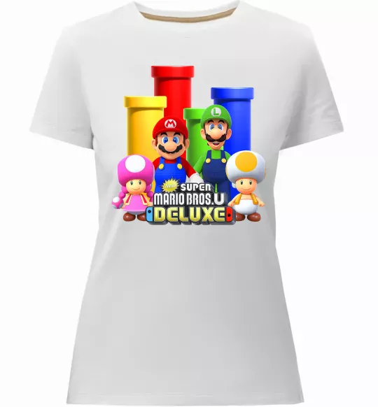 Женская премиум футболка Mario Bros Deluxe Белый фото