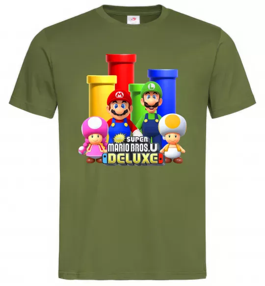 Мужская футболка Mario Bros Deluxe Оливковый фото