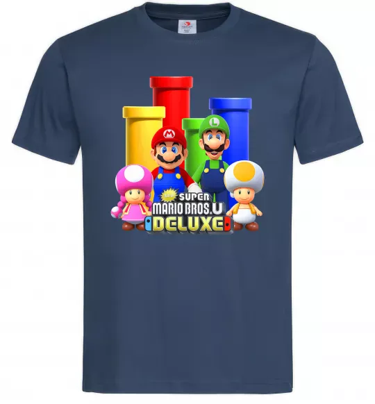 Мужская футболка Mario Bros Deluxe Темно-синий фото