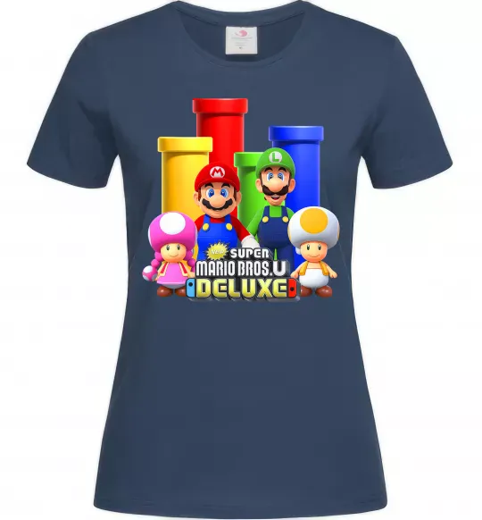 Женская футболка Mario Bros Deluxe Темно-синий фото