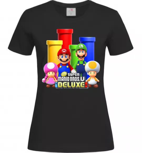 Женская футболка Mario Bros Deluxe Черный фото